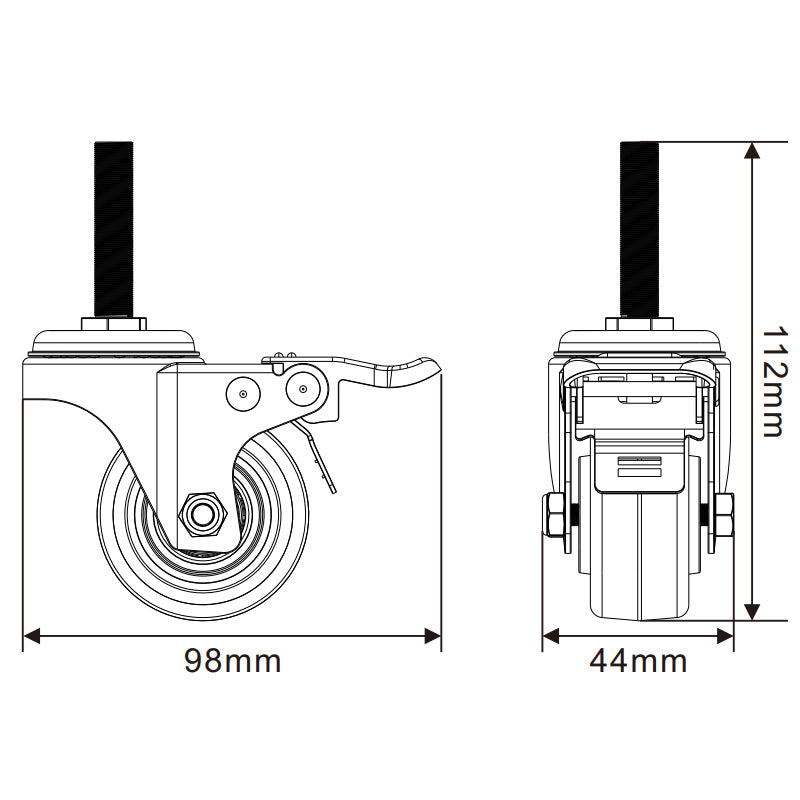 IPS-B34 Roller Wheels Swivel Caster With Brake