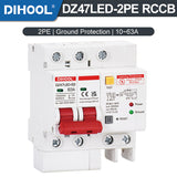 DZ47LED-2PE Residual Current Circuit Breaker RCBO 10-63A