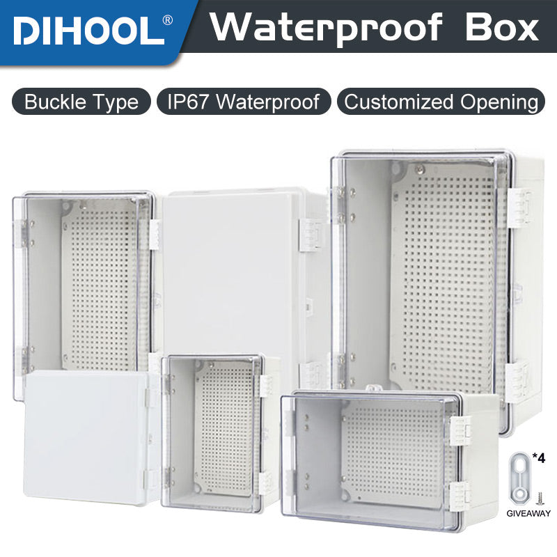 MEGA Waterproof Box White/Transparent ABS Plastic Hinge Outdoor Junction Box