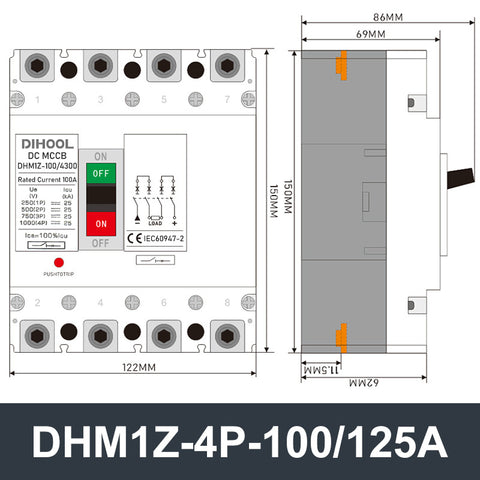DHM1Z-4P DC Molded Case Circuit Breaker
