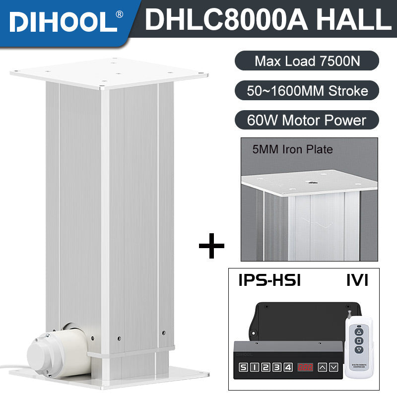 Electric Lifting Column 24V DC Motor 7500N 1650LB Load - DHLC8000-A-Hall-HS1-1V1