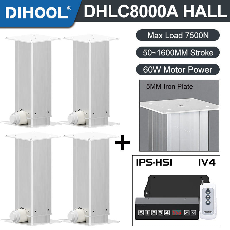 Electric Lifting Column 24V DC Motor 7500N 1650LB Load - DHLC8000-A-Hall-HS1-1V4
