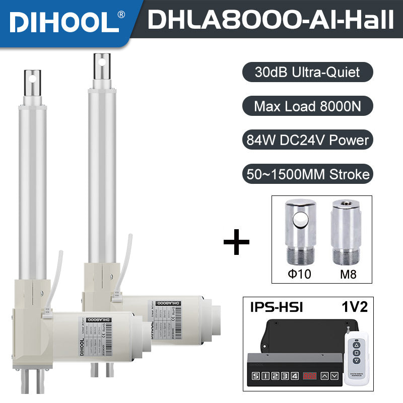 Hall Electric Linear Motion Actuator 24V DC Motor 8000N 1760LB Load - DHLA8000-A1-Hall-HS1-1V2