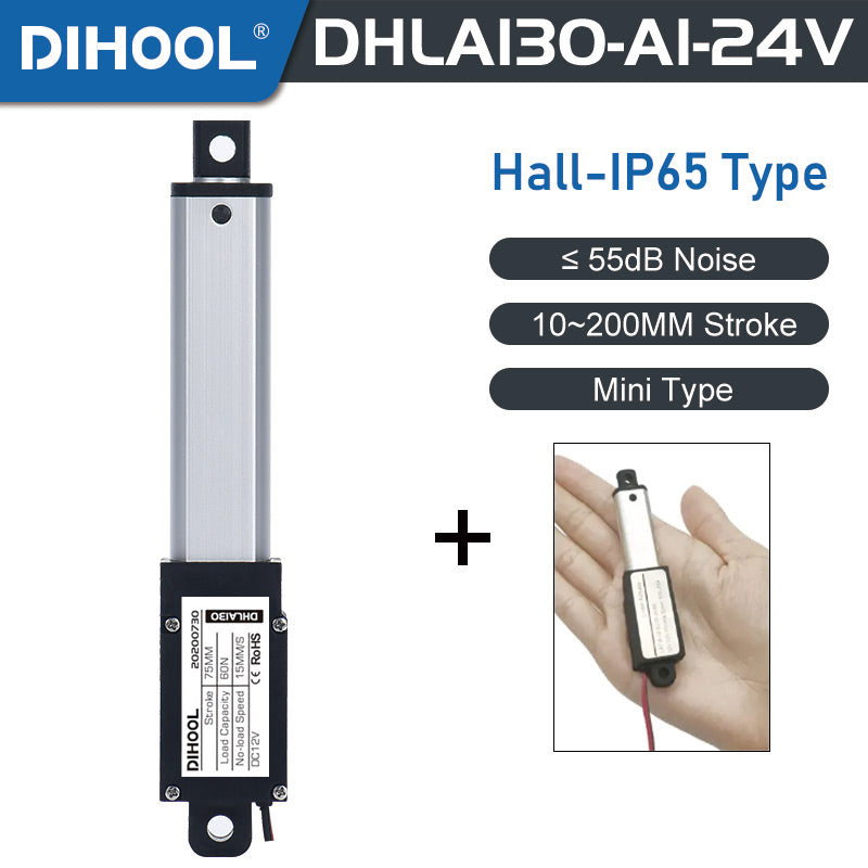 DHLA130 Micro/Mini Hall Linear Actuator 24V DC Motor 180N 40LB Load - DHLA130-A1-Hall-IP65