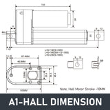 Hall Electric Linear Motion Actuator 29V-32V DC Motor 3000N 660LB Load - DHLA3000-A1-HALL-HS1-1V1