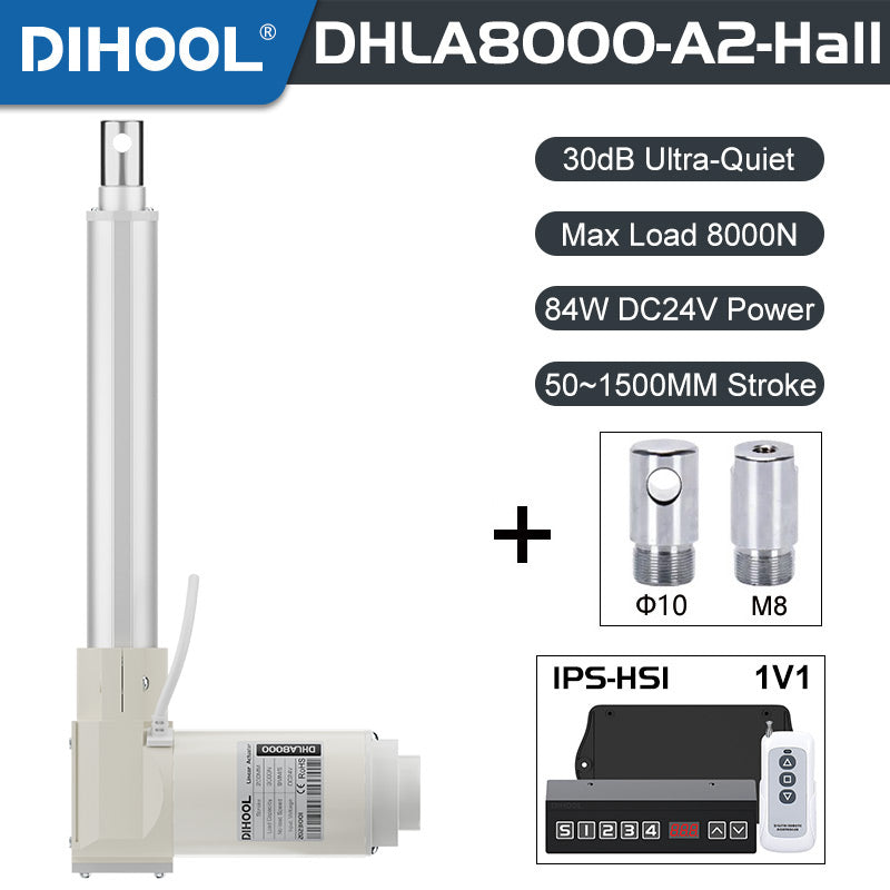 Hall Electric Linear Motion Actuator 24V DC Motor 8000N 1760LB Load - DHLA8000-A2-Hall-HS1-1V1