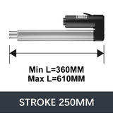 Hall Electric Linear Motion Actuator 29V-32V DC Motor 3000N 660LB Load - DHLA3000-A2-HALL-HS1-1V1