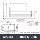Hall Electric Linear Motion Actuator 29V-32V DC Motor 3000N 660LB Load - DHLA3000-A2-HALL-HS1-1V1