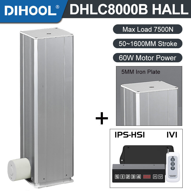 Electric Lifting Column 24V DC Motor 7500N 1650LB Load - DHLC8000-B-Hall-HS1-1V1