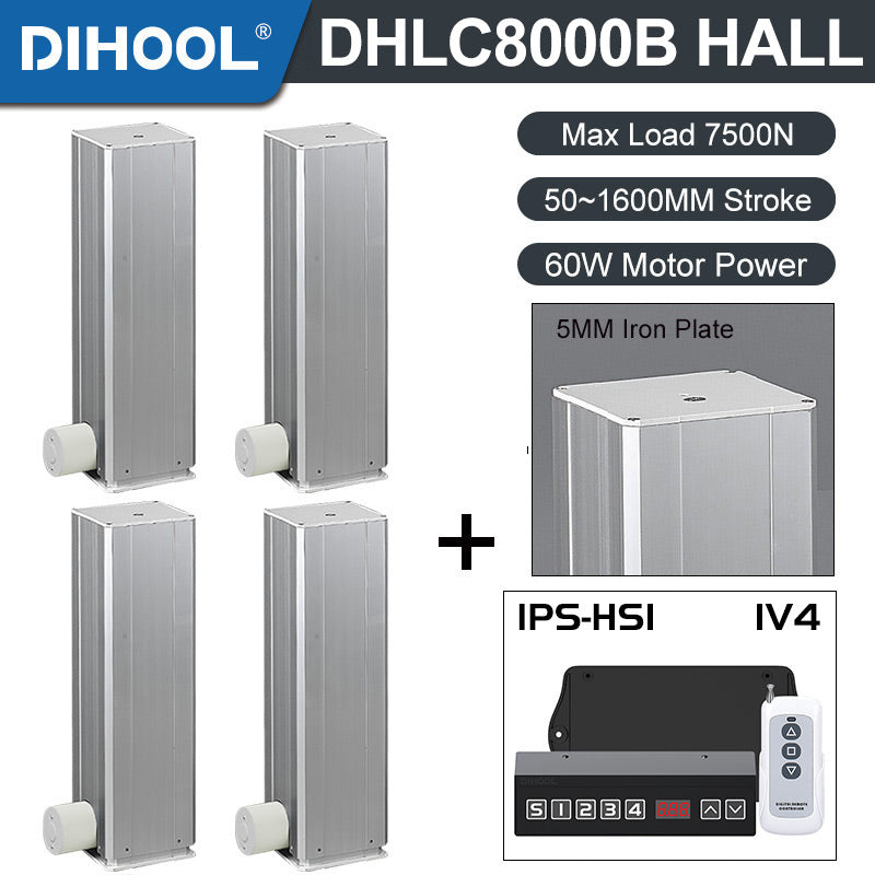 Electric Lifting Column 24V DC Motor 7500N 1650LB Load - DHLC8000-B-Hall-HS1-1V4