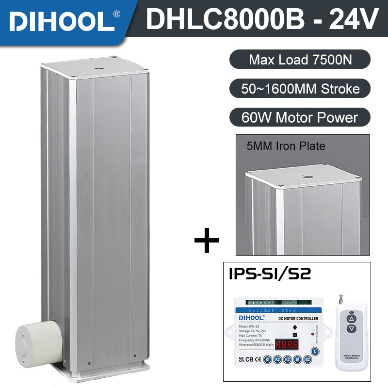 Electric Lifting Column 24V DC Motor 7500N 1650LB Load With Controller - DHLC8000-B