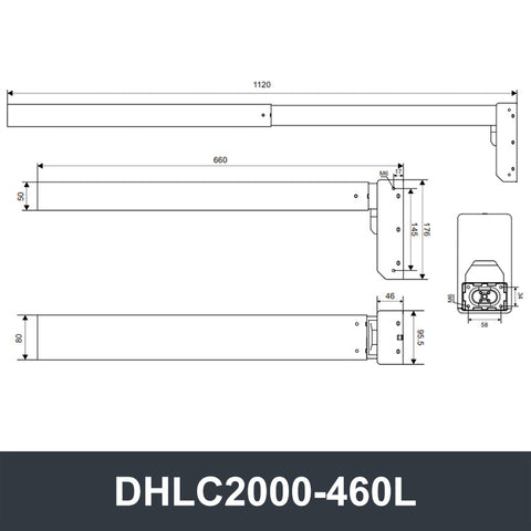 Electric Lifting Column 24V-32V DC Motor 2000N 440LB Load - DHLC2000-Hall-HS1-1V1