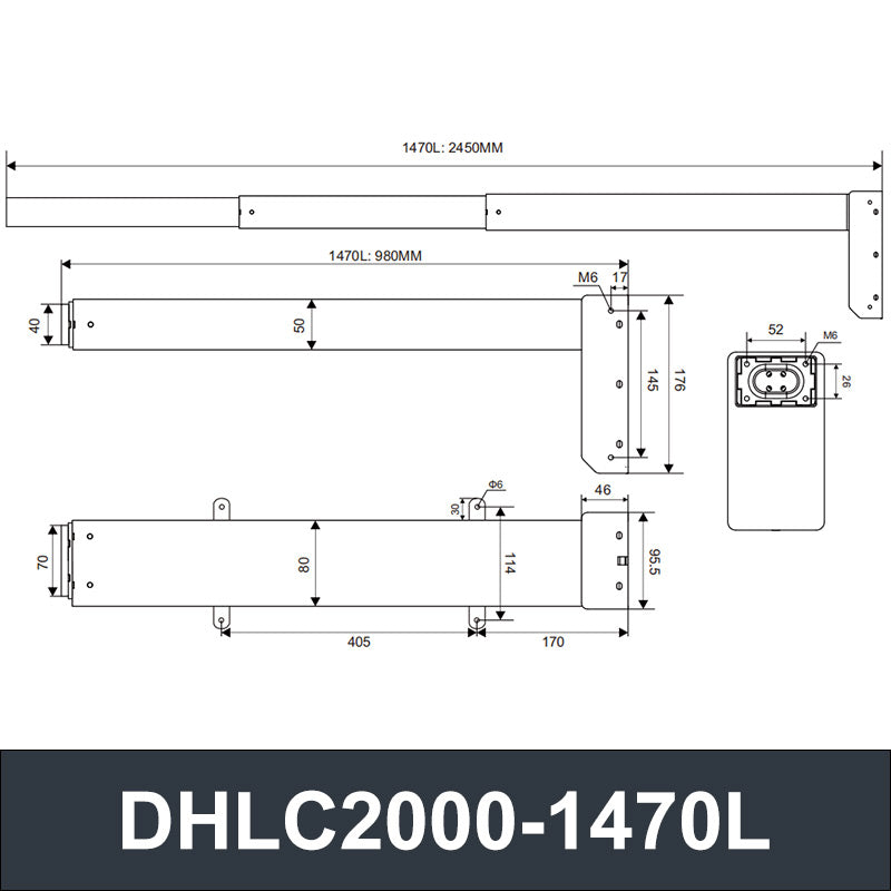 Electric Lifting Column 24V-32V DC Motor 2000N 440LB Load - DHLC2000-Hall-HS1-1V1