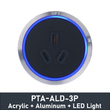 PTA-ALD Power Track Adapter With LED Light Movable Socket Round-Type Acrylic Aluminum